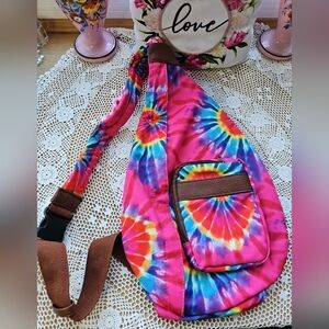 Sling Bag Tie-Dye Rainbow Colors Crossbody Bag used